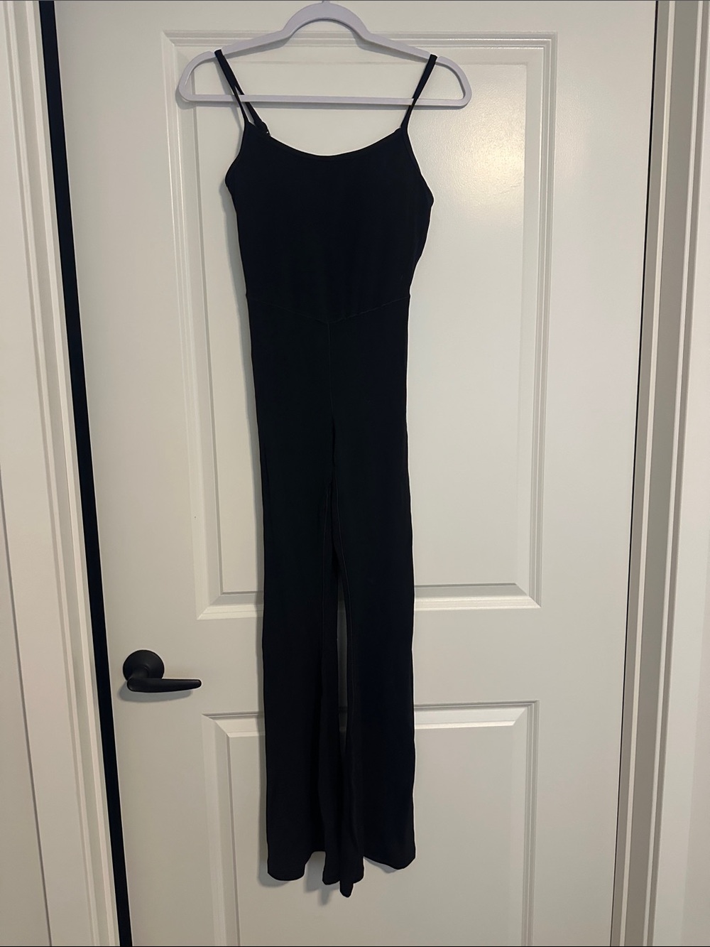 aerie Black Spaghetti-Strap Jumpsuit with Wide Legs